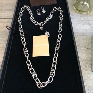 Michael Kors Authentic Logo Silver Chain Necklace